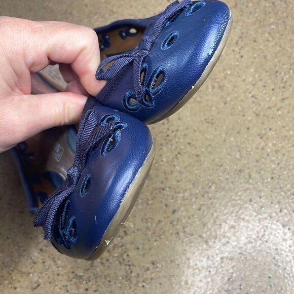 Sperry Top-Sider Luna Navy Blue Leather Embroidered Eyelet Ballet Flats 6 - Picture 6 of 8